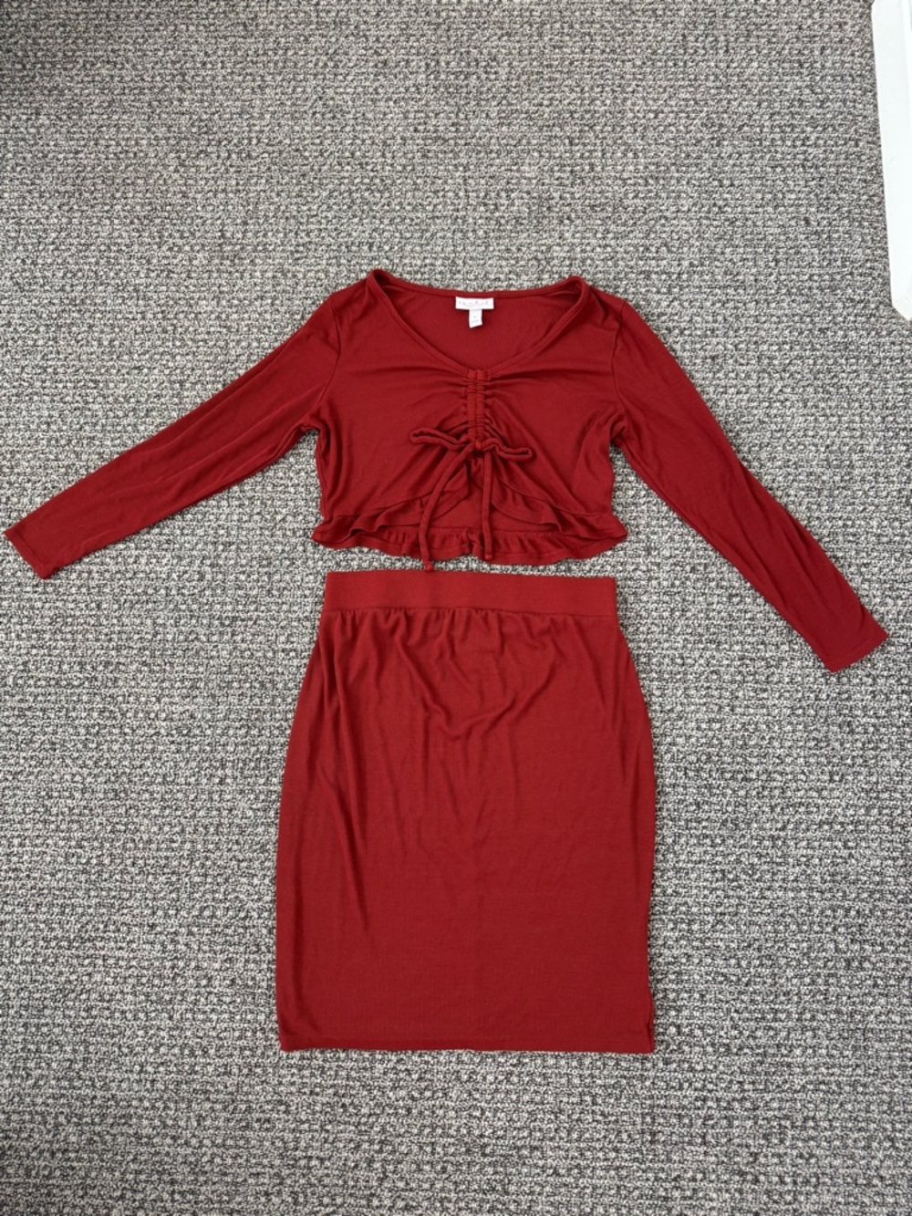 Two-Piece Knit Maternity Skirt Set with Crop Top